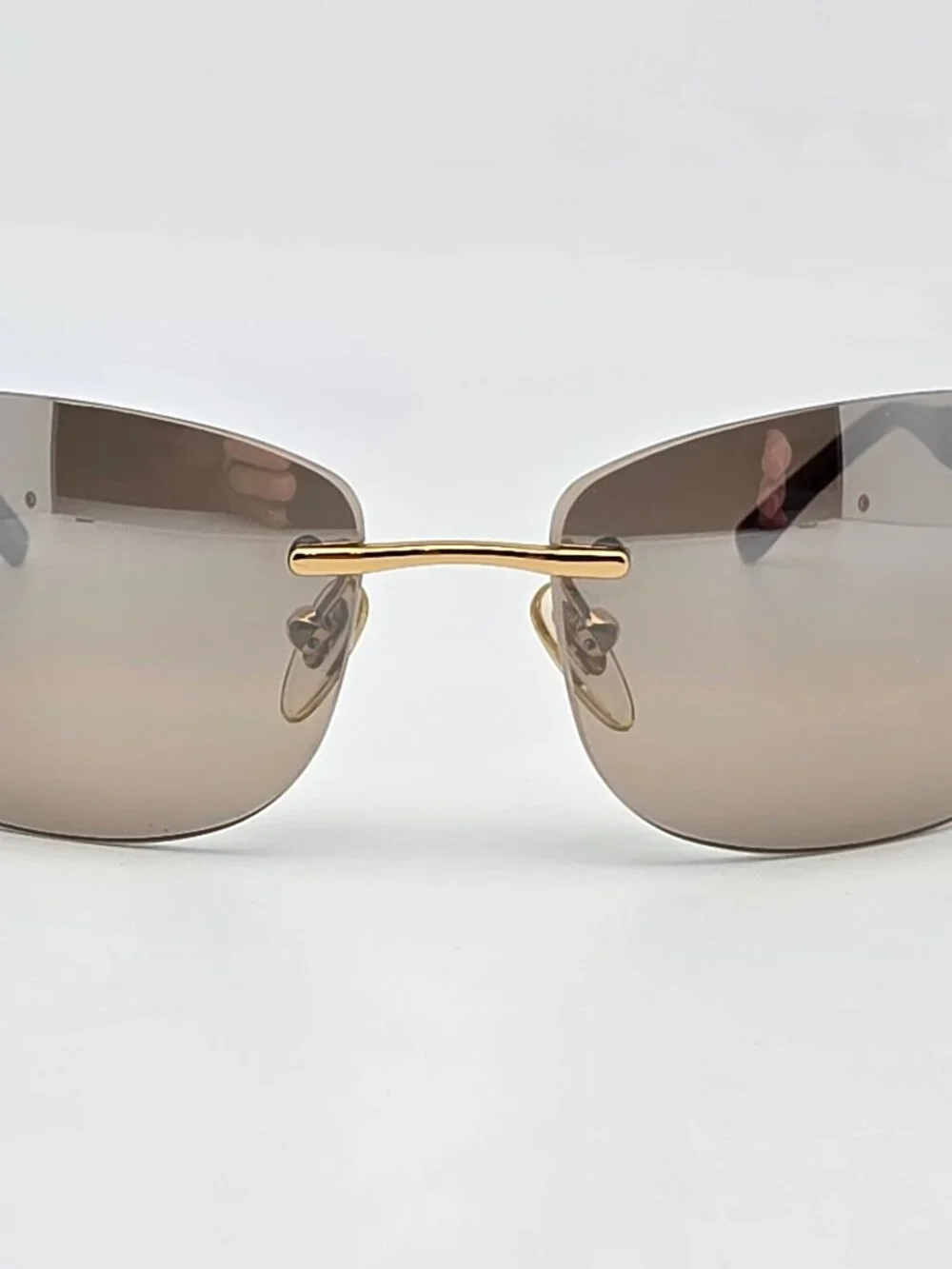 Salvatore Ferragamo 1055 Gold Gancini Frame Gold Mirror Rimless Sunglasses 61mm